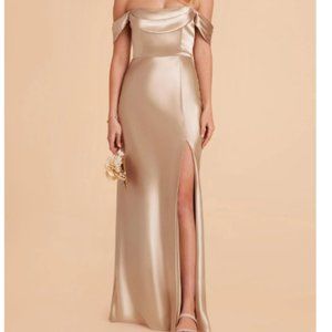 BIRDY GREY MIA CONVERTIBLE DRESS Shiny Satin Neutral Champagne Size S